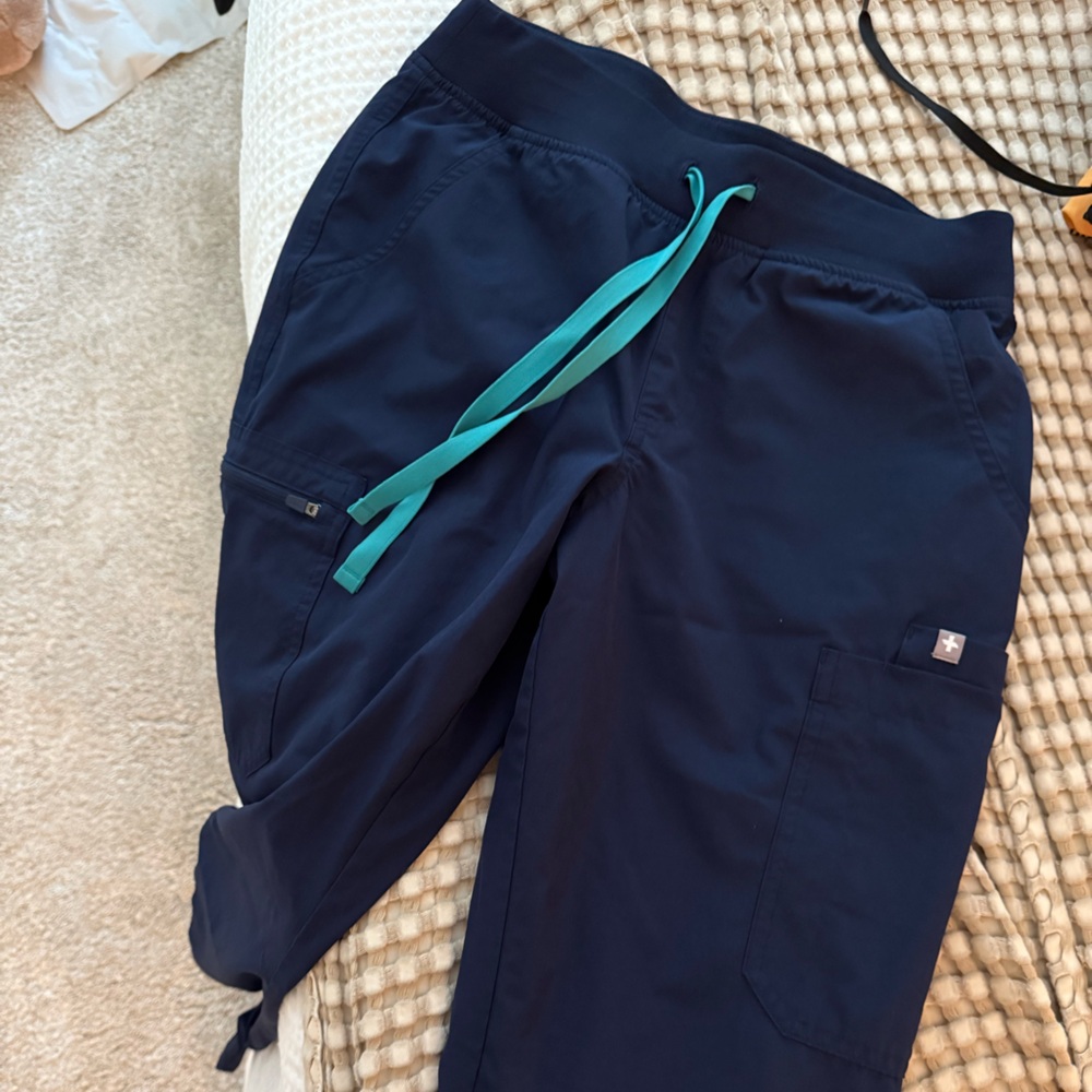 Figs Dark Blue Pants with Teal Accents